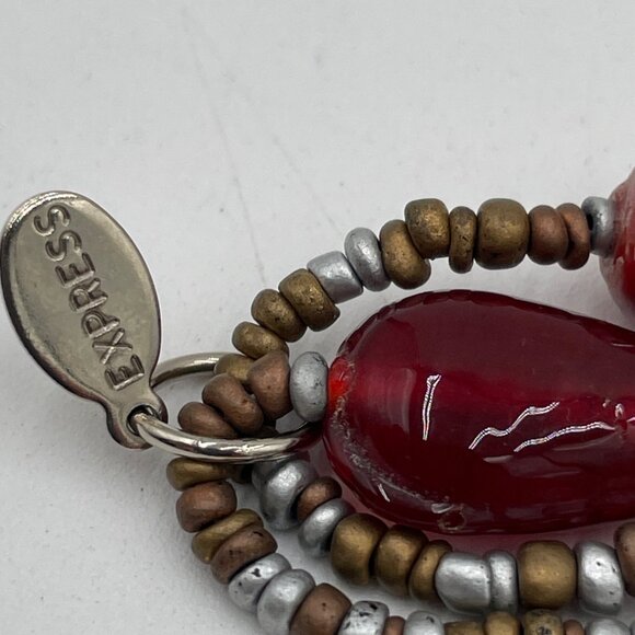 Express Multicolor Beaded Necklace With Glass & Metal Accents 24” Double Strand - Picture 4 of 5